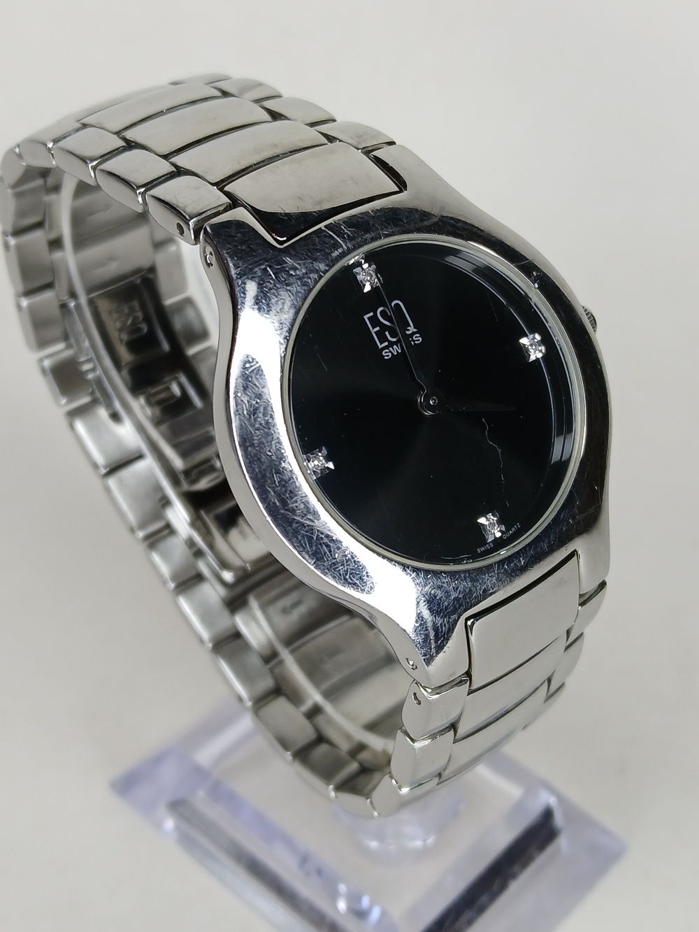 ​ESQ By Movado E5230 Stainless Steel Black Diamond Marker Quartz Mens Watch